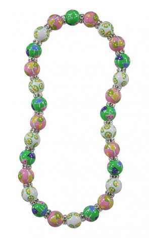 MARGARITA MAMBO CLASSIC NECKLACE - CLEAR SWAROVSKI CRYSTALS by Angela Moore - Hand Painted, Beaded Necklace