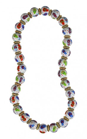FLIP FLOPS WHITE MULTI CLASSIC NECKLACE - GOLD by Angela Moore - Hand Painted, Beaded Necklace