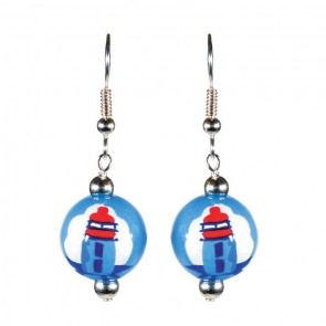 LIGHTHOUSE LANE CLASSIC BEAD EARRINGS - SILVER by Angela Moore - Hand Painted Earrings