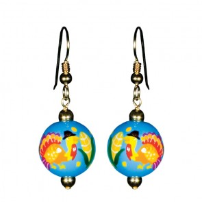 TURKEY DAY CLASSIC BEAD EARRINGS - GOLD by Angela Moore - Hand Painted Earrings