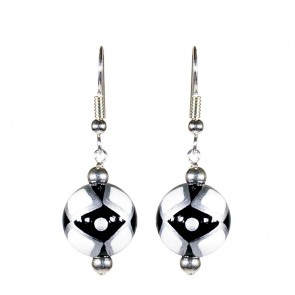 PLAZA NIGHTS CLASSIC BEAD EARRINGS - SILVER by Angela Moore - Hand Painted Earrings