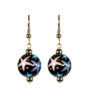 STARFISH BLACK CLASSIC BEAD EARRINGS - GOLD by Angela Moore - Hand Painted Earrings