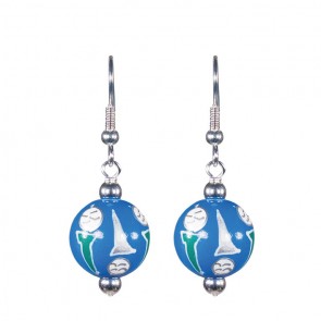 GORGEOUS GOLF CLASSIC BEAD EARRINGS - SILVER by Angela Moore - Hand Painted Earrings