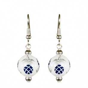 PINEAPPLE PATCH NAVY/SILVER CLASSIC BEAD EARRINGS - SILVER 