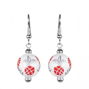PINEAPPLE PATCH RED/SILVER CLASSIC BEAD EARRINGS - SILVER 