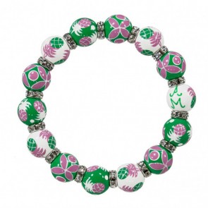 PINEAPPLE PATCH PINK/GREEN RELAXED FIT BRACELET - CLEAR SWAROVSKI CRYSTALS