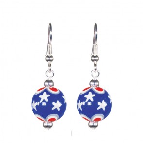 PATRIOT PARADE CLASSIC BEAD EARRINGS - SILVER