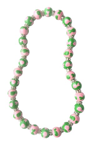 WHALES LT. PINK/GREEN CLASSIC NECKLACE W/CLEAR SWAROVSKI CRYSTALS